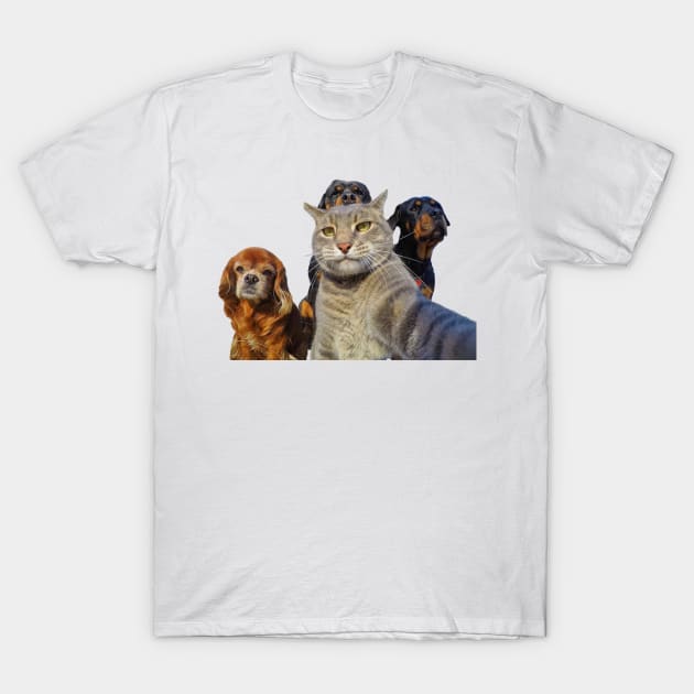 Dogs and cat take a selfie T-Shirt by AbstractWorld